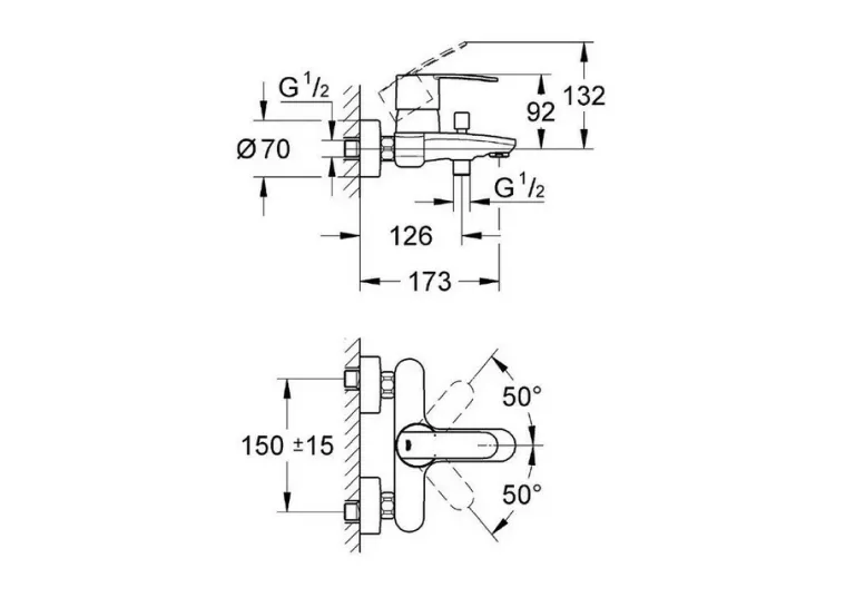 GROHE WAVE COSMOPOLITAN 23209 BATERIA WANNOWA PRYSZNICOWA