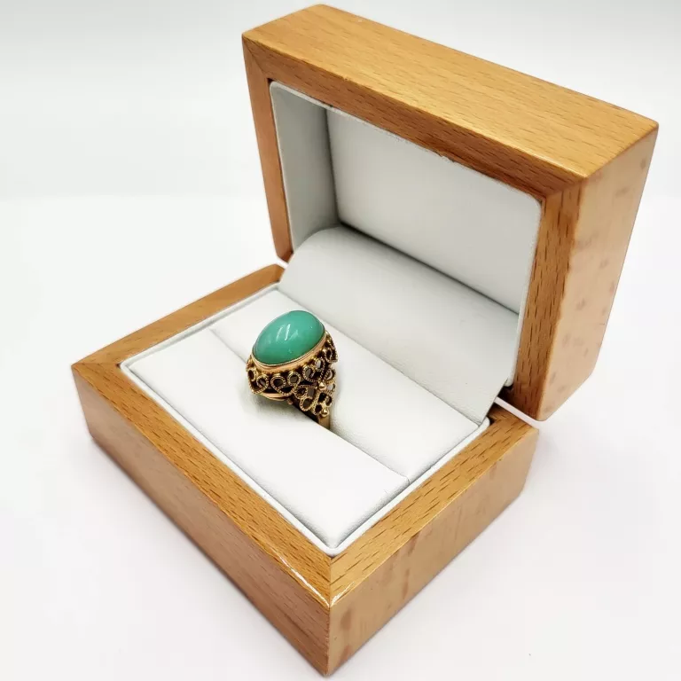 niesamowity-stary-zloty-pierscionek-z-chryzoprazem-filigran-585-rodzaj-wyrob-jubilerski