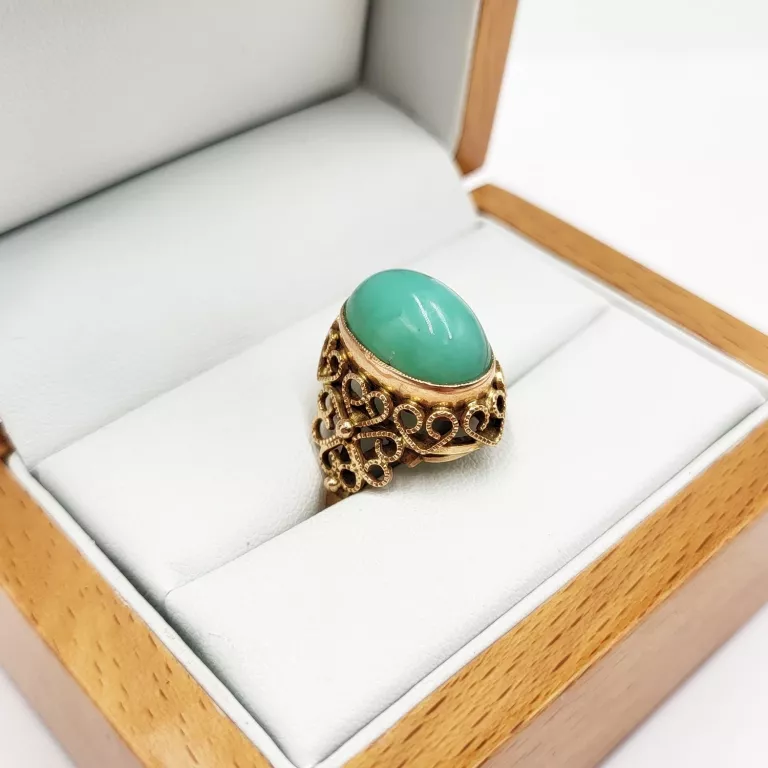 niesamowity-stary-zloty-pierscionek-z-chryzoprazem-filigran-585-hallera-3-wroclaw