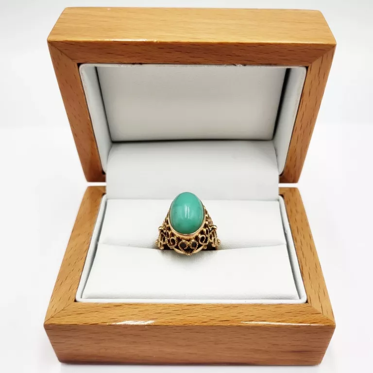 niesamowity-stary-zloty-pierscionek-z-chryzoprazem-filigran-585-stan-uzywany