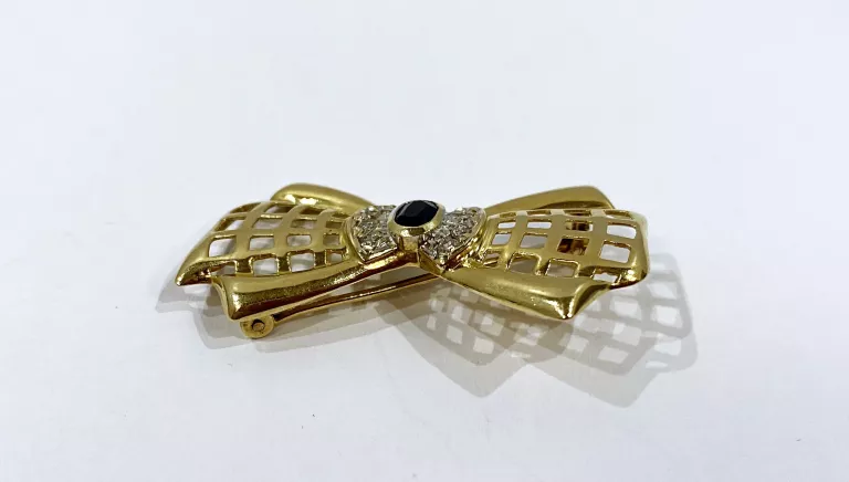 ZŁOTA BROSZKA 585 KOKARDA KOKARDKA SZAFIREM 5,12 G 585