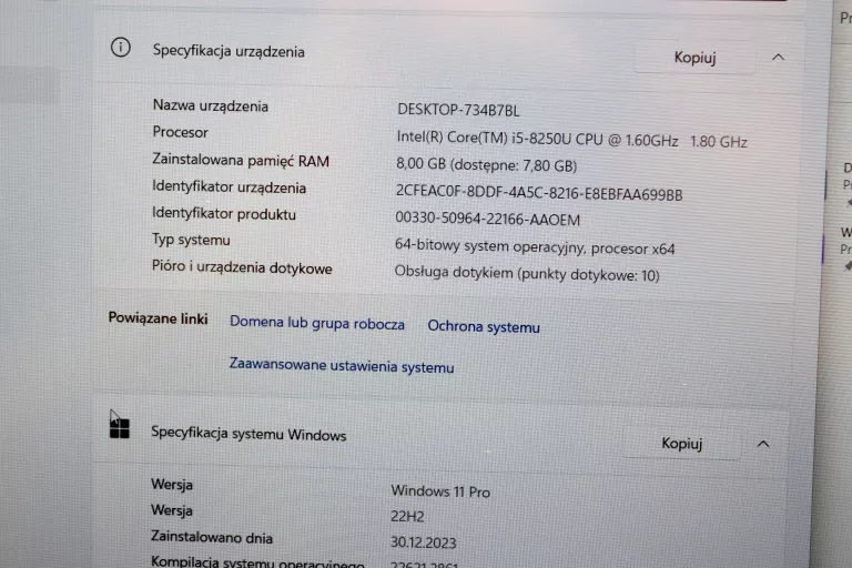 LAPTOP FUJITSU LIFEBOOK U728 12,5" INTEL CORE I5 8/240GB