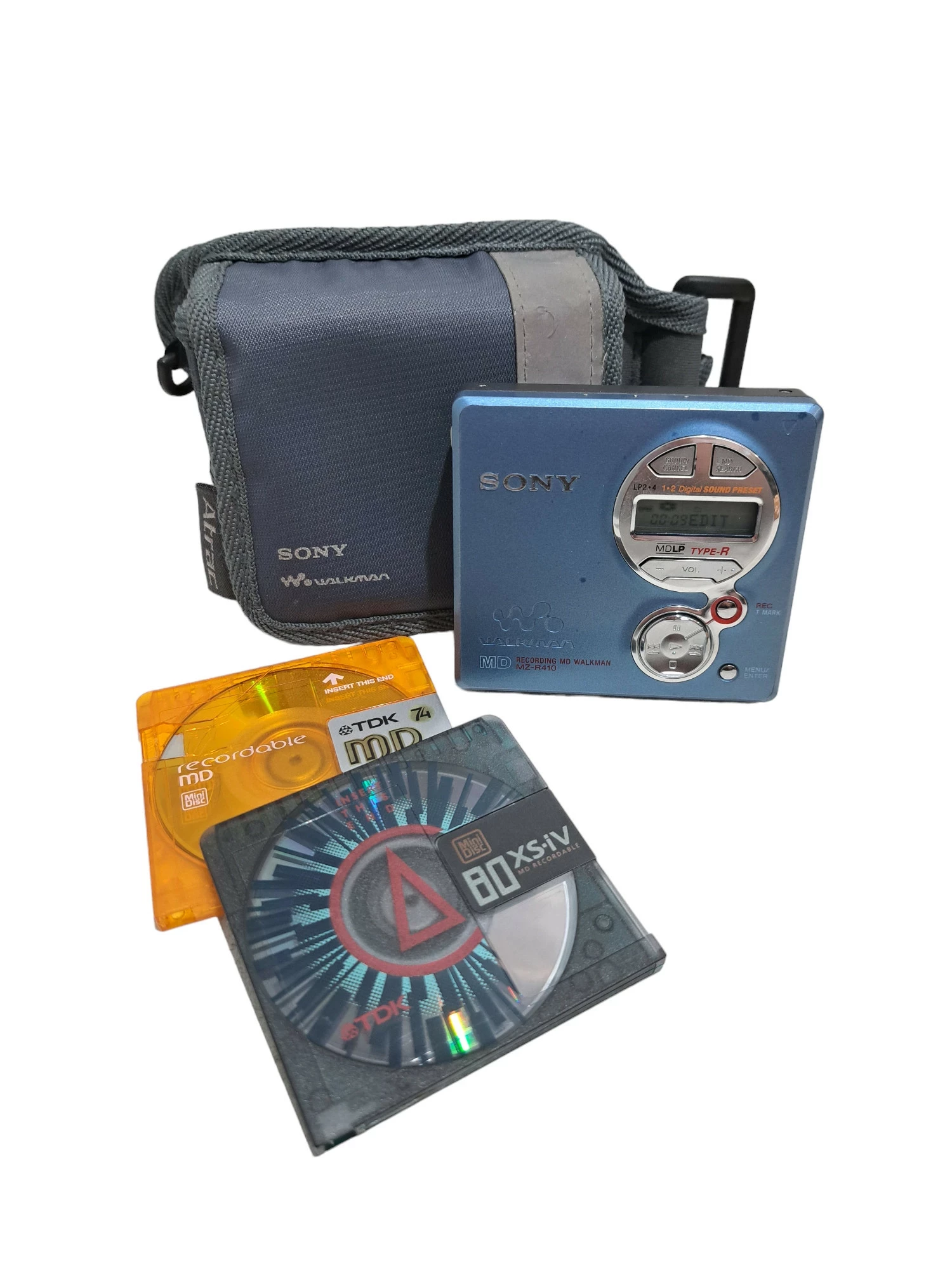 SONY MZR410 WALKMAN MINI DISC + 3 PŁYTY ETUI Odtwarzacze CD, MD i
