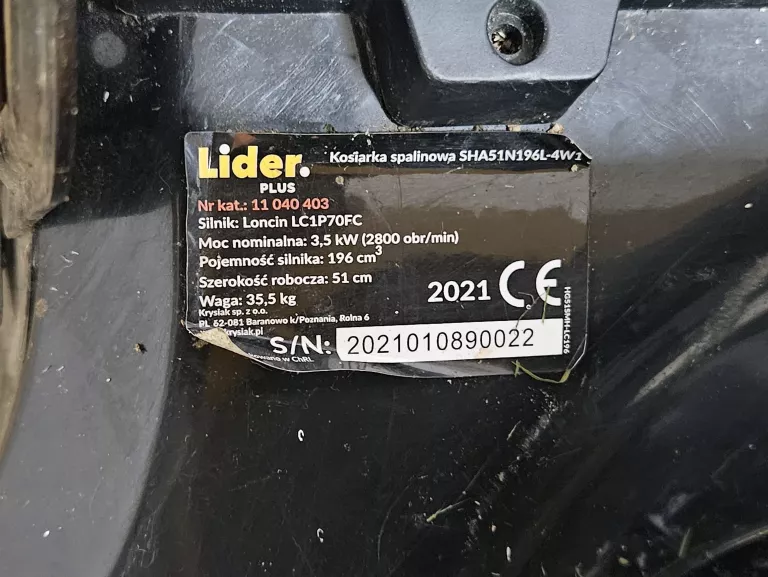 KOSIARKA SPALINOWA LIDER PLUS 4W1 Z NAPĘDEM 3,5 KW 196 CM3