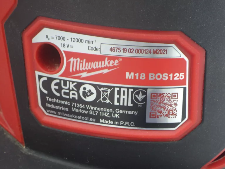 SZLIFIERKA MIMOŚRODOWA MILWAUKEE M18 BOS125 + AKU 5AH