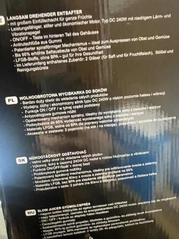 WYCISKARKA WOLNOOBROTOWA PRESTIGE PG-1834