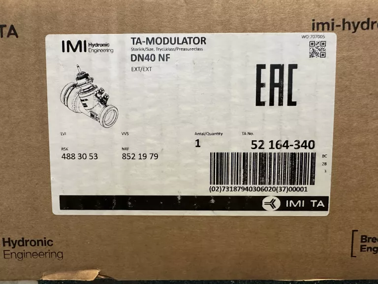 ZAWÓR RÓWNOWAŻĄCY IMI HYDRONIC ENGINEERING TA-MODULATOR DN40 NF