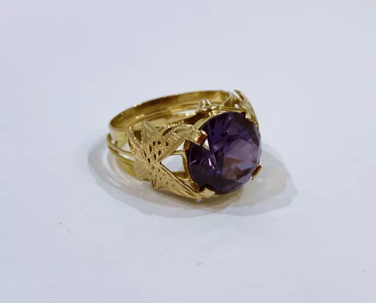 ZŁOTY PIERŚCIONEK Z AMETYSTEM 585 6,6G R.21
