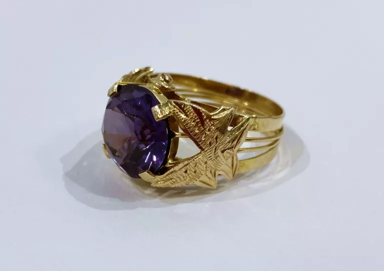 ZŁOTY PIERŚCIONEK Z AMETYSTEM 585 6,6G R.21