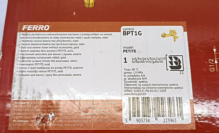 BATERIA WANNOWA FERRO PETITE BPT1 ZŁOTA