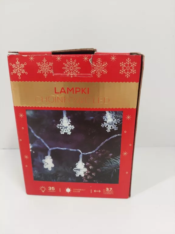 ŚWIATEŁKA CHOINKOWE LAMPKI ŚNIEŻYNKI 35 DIOD LED