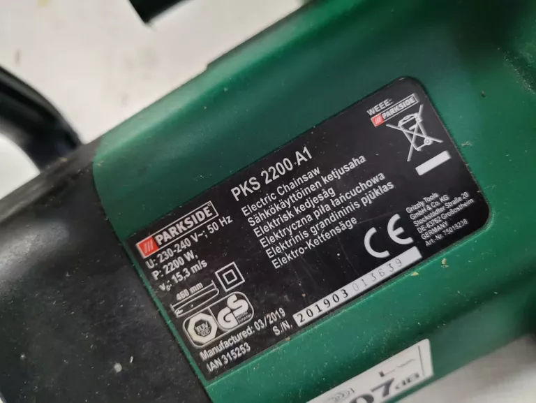 PIŁA PILARKA ŁAŃCUCHOWA ELEKTRYCZNA PARKSIDE PKS 2200 A1