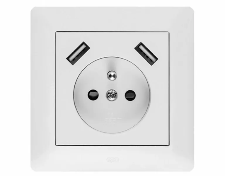 IDEALNY GNIAZDO POJEDYNCZE 2XUSB ASTORIA BIEL ELEKTROPLAST 2 X 5V 2.1A