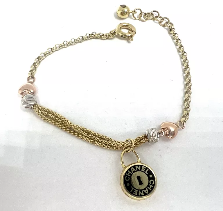 ZŁOTA BRANSOLETKA KŁÓDKA CHANEL 585 19CM