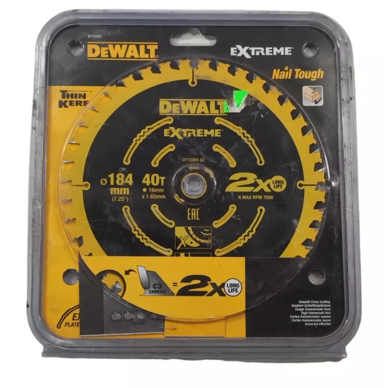 PIŁA TARCZOWA DT10303-QZ EXTREME DEWALT DO PILAREK SIECIOWYCH 184/16 MM