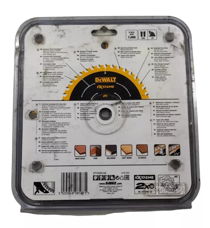 PIŁA TARCZOWA DT10303-QZ EXTREME DEWALT DO PILAREK SIECIOWYCH 184/16 MM