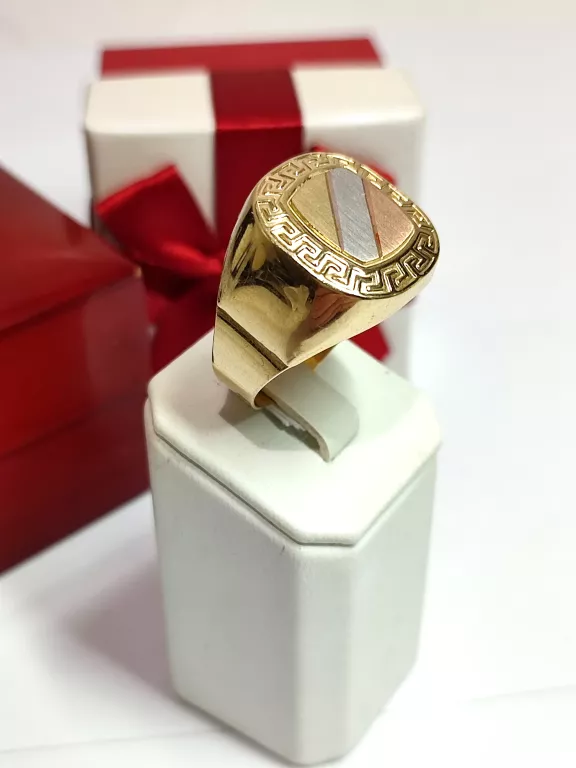 ELEGANCKI SYGNET MĘSKI Z MIEJSCEM NA GRAWER W HERBIE |585|