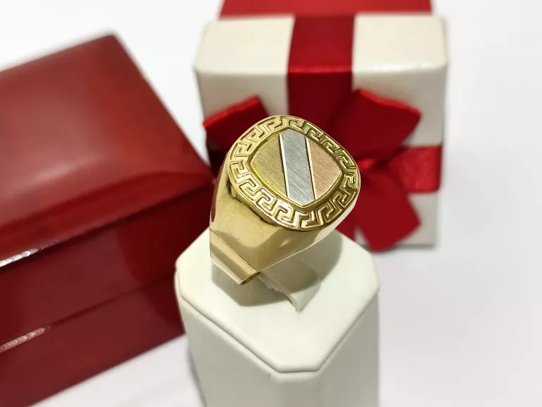 ELEGANCKI SYGNET MĘSKI Z MIEJSCEM NA GRAWER W HERBIE |585|