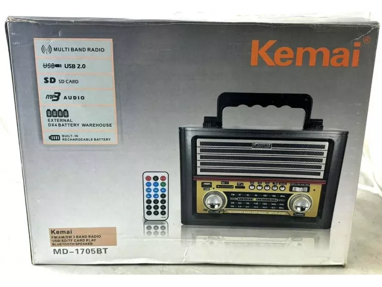 RADIO SIECIOWO-BATERYJNE AM, FM, SW KEMAI MD-1705BT