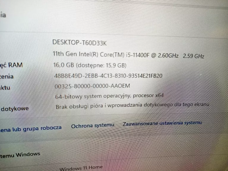 KOMPUTER CORE I5 RTX 3060TI MONITOR 27 CALI KOMPLET