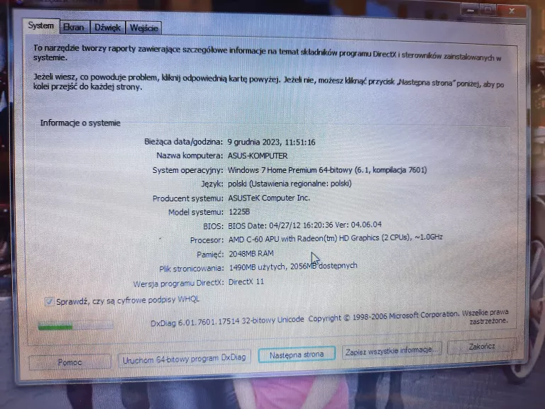 LAPTOP ASUS 1225B