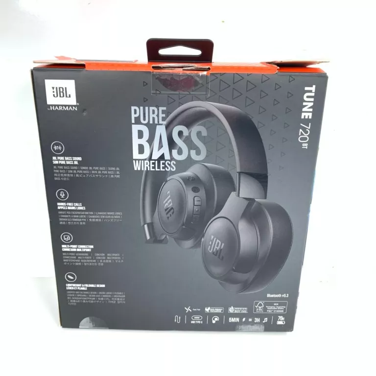 SŁUCHAWKI JBL TUNE 720 BT PUDEŁKO CZARNE