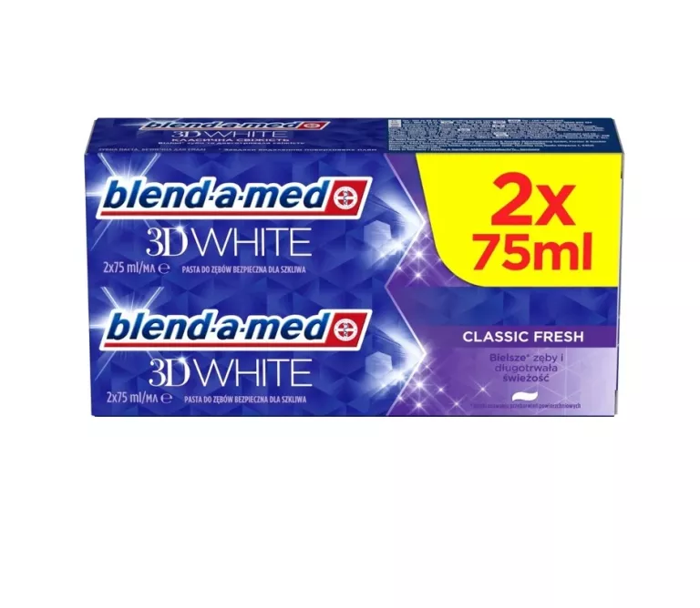 BLEND - A - MED 3D WHITE CLASSIC FRESH PASTA DO ZĘBÓW 2 X 75 ML OKAZJA!