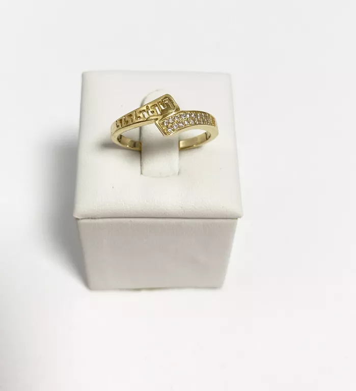 ŚLICZNY 14K ZŁOTY PIERŚCIONEK Z GRECKIM WZOREM