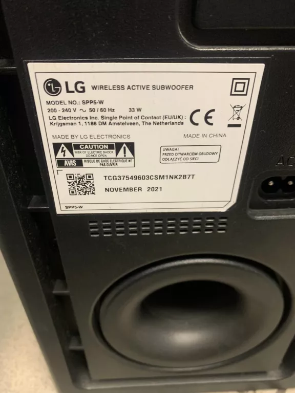 SOUNDBAR +SUBWOOFER LG SPD7Y +PILOT+KABLE