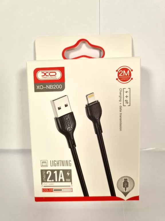 KABEL XO NB200 USB LIGHTNING 2,0M 2,1A CZARNY