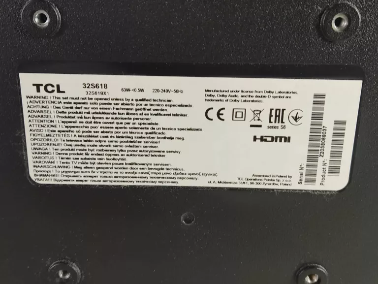 TELEWIZOR TCL 32S618 32" HD READY ANDROID TV