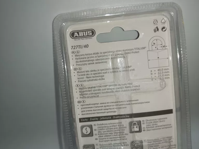 KŁÓDKA ABUS TITALIUM 727 20MM 2 X KLUCZ