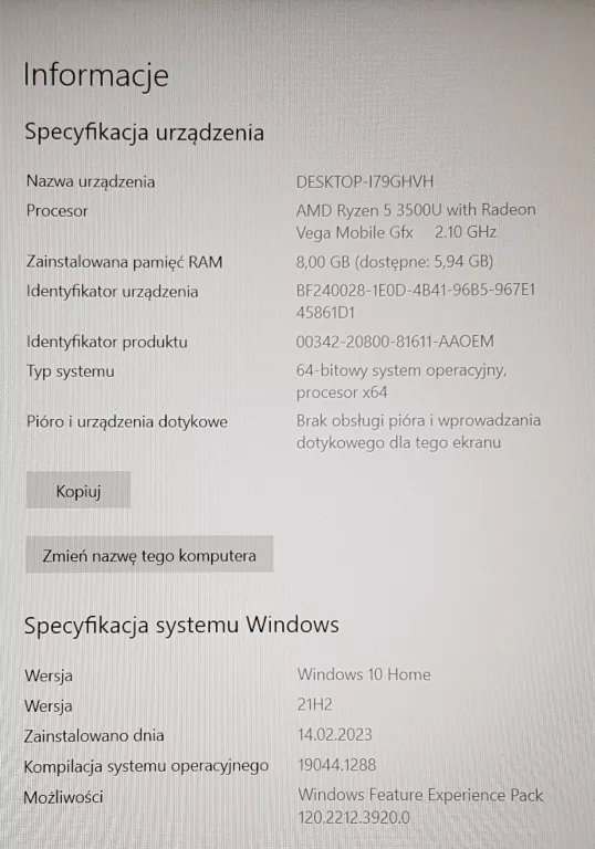 LAPTOP ACER ASPIRE 3 A315-23-R1AF AMD RYZEN 5