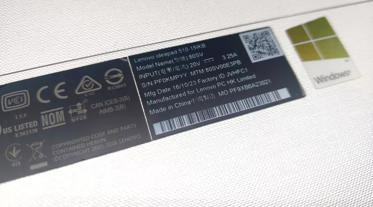 LAPTOP LENOVO IDEAPAD 510-15IKB