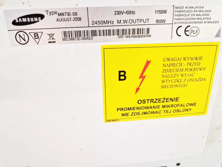 MIKROFALÓWKA SAMSUNG MW73E-SB 20 LITRÓW 800 WATT