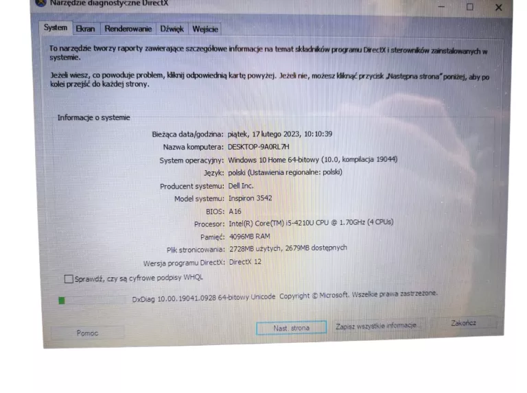 DELL INSPIRON 3542 I5-4210 4GB RAM 500GB WIN10