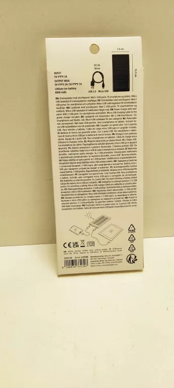 POWERBANK SOLARNY 8000 MAH LATARKA LED 2 PORTY