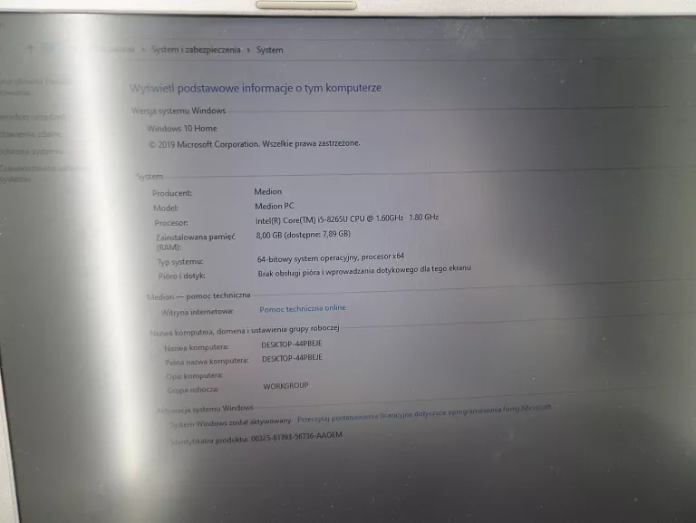 LAPTOP MEDION S6446 I5 1.8GHZ | 8GB | 256GB SSD