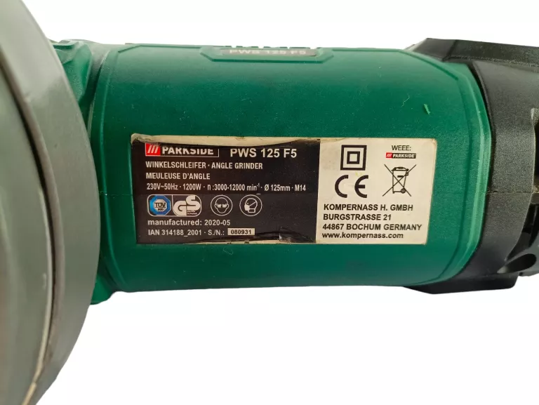SZLIFIERKA KĄTOWA PARKSIDE PWS 125F5