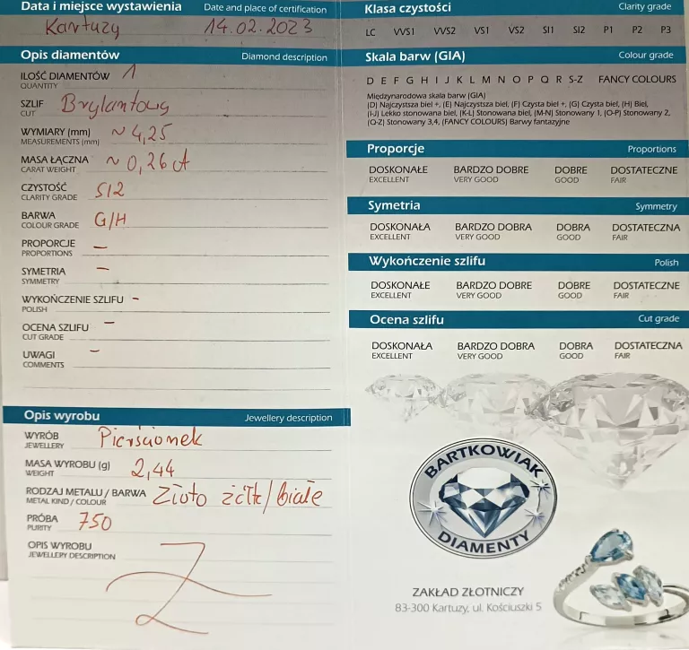 ZŁOTY PIERŚCIONEK Z BRYLANTEM R13 PR750