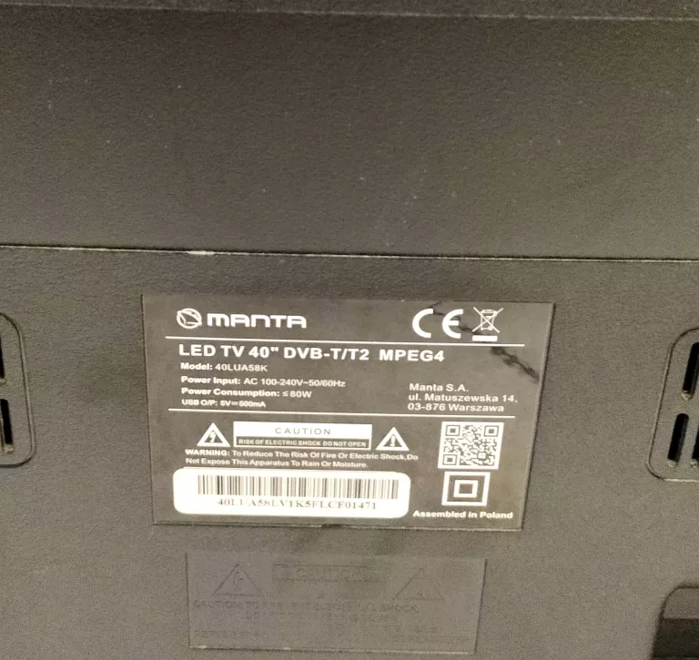 TELEWIZOR MANTA 40LUA85K BRAK PILOTA