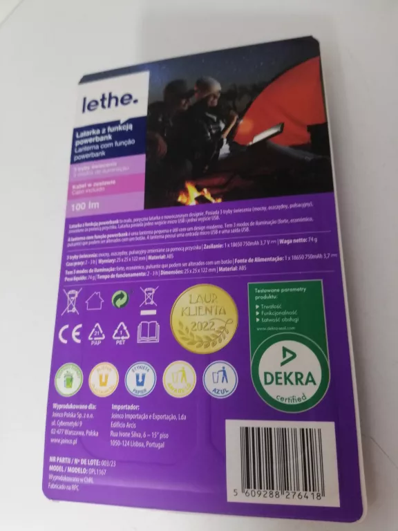 LATARKA Z FUNKCJĄ POWERBANK BIAŁA LETHE