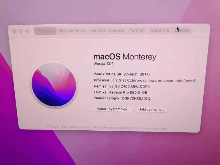 APPLE IMAC (RETINA 5K,27-INCH,2017) I7/32GB/RADEO