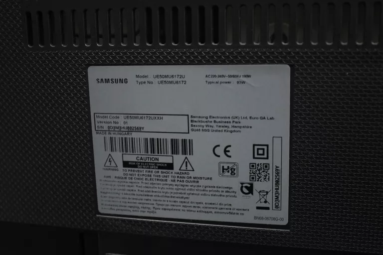 TV SAMSUNG 50" UE50MU6172U