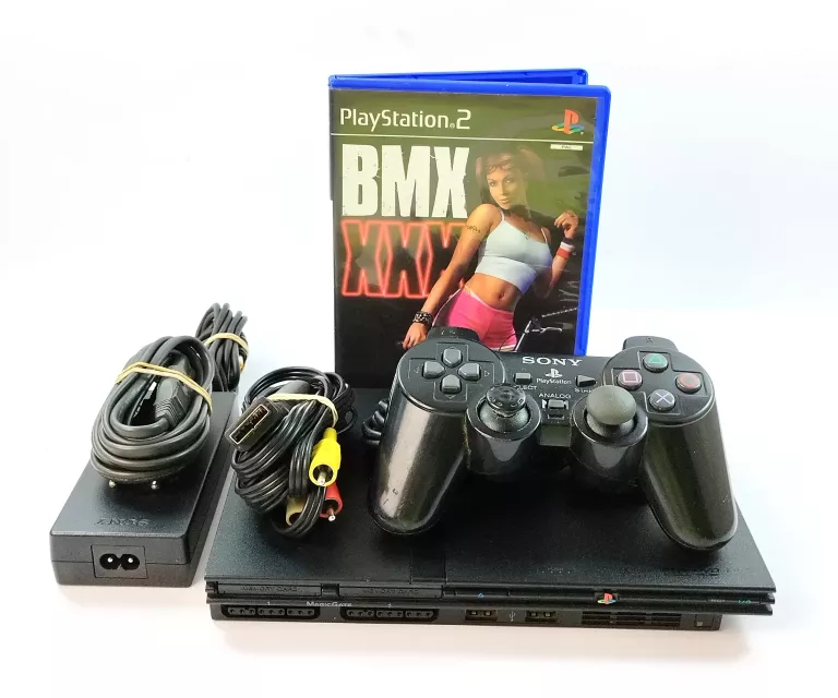 KONSOLA SONY PS2 SLIM/PAD/OKABLOWANIE/GRY