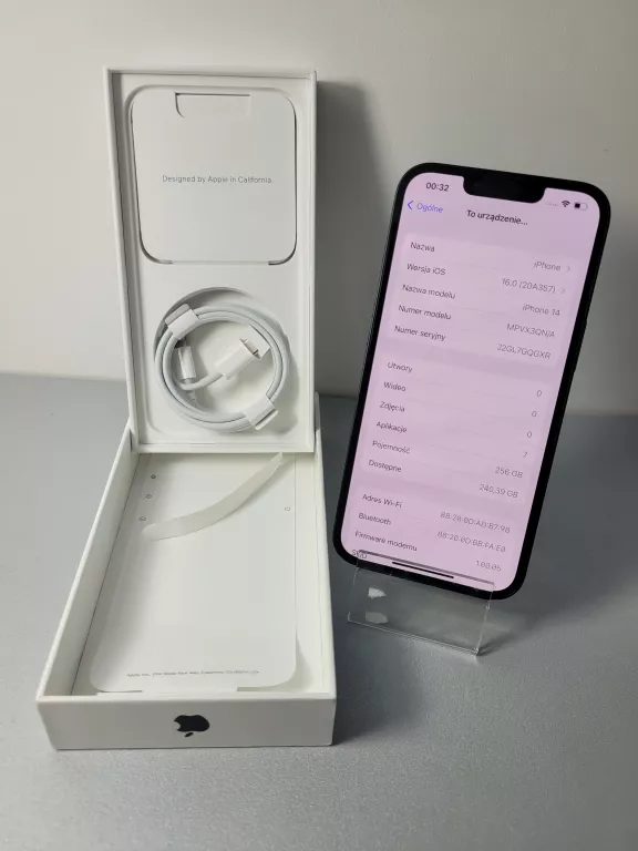 TELEFON APPLE IPHONE 14 MIDNIGHT 256GB KOMPLET