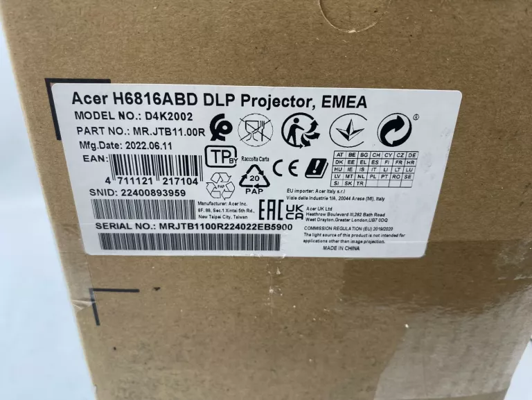 PROJEKTOR ACER H6816ABD 4K UHD 4000LM ANSI
