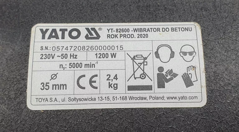 WIBRATOR DO BETONU YATO YT-82600