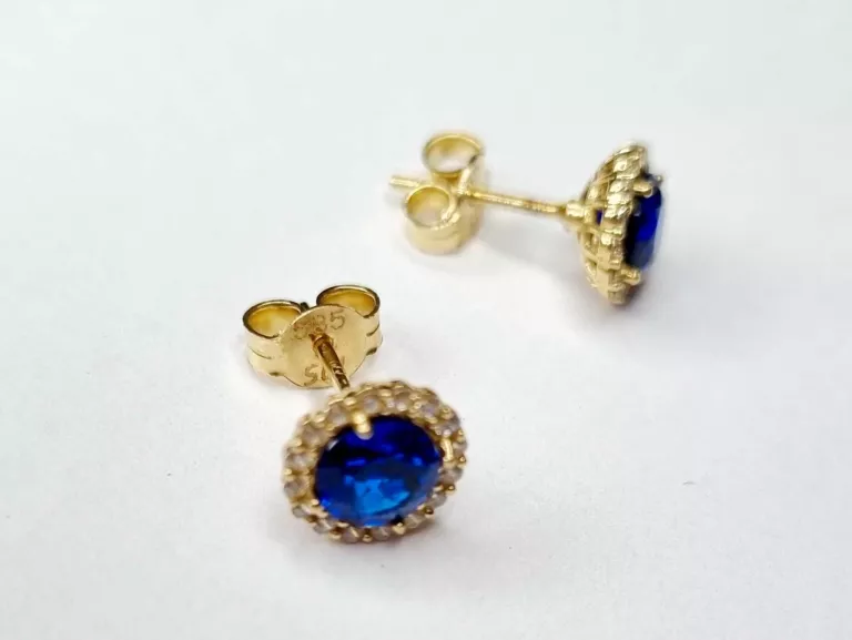 zlote-kolczyki-z-niebieskim-oczkiem-162-585-stan-uzywany