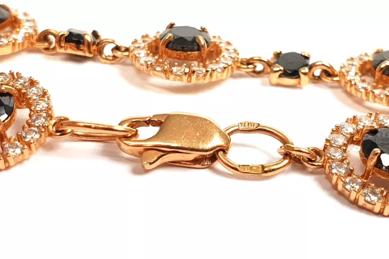 zlota-bransoletka-czarne-kamienie-cyrkonia-175cm-dlugosc-calkowita-1850